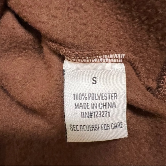 Faded Rose Essentials Positive Vibes Smiley Face Brown Pink Sweatshirt Hoodie S - Picture 10 of 13